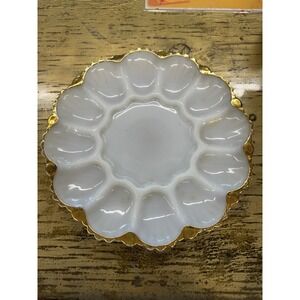 Vintage White with Gold Deviled Egg Tray